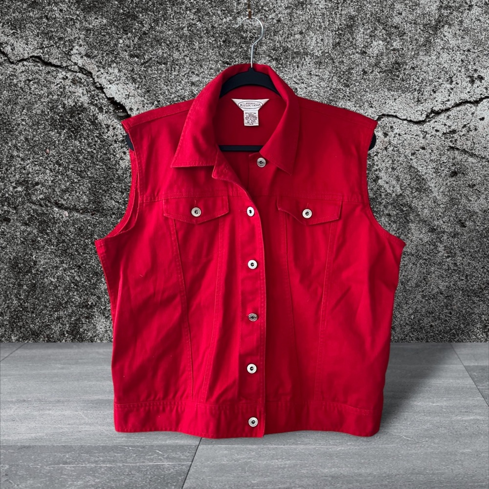 Northern Reflections Red Denim Vest sz L